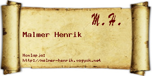 Malmer Henrik névjegykártya